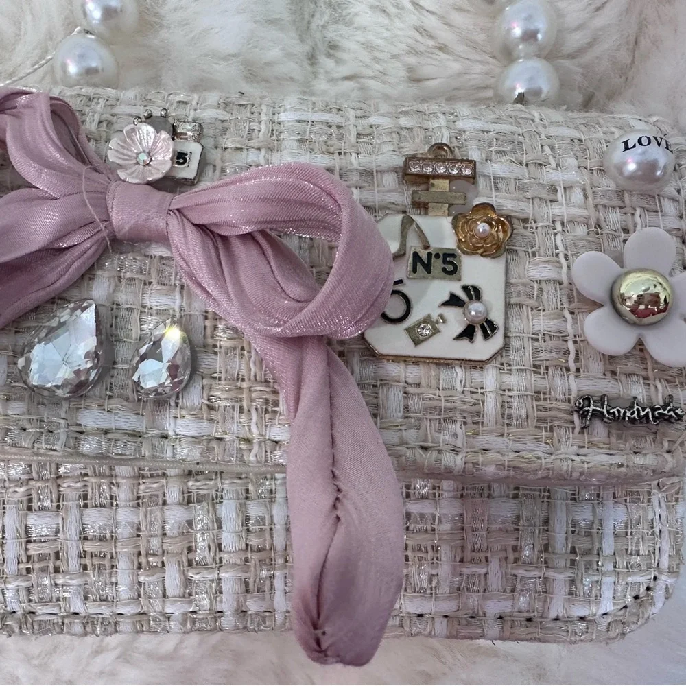 Ce Ce Co Pink mini purse with charms and pearl handle -Maisonette - Picture 5 of 9